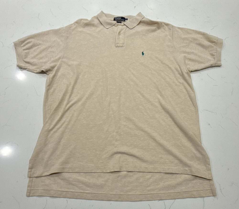 Polo Ralph Lauren Polo Shirt Size XXL Beige Cotton Short Sleeve